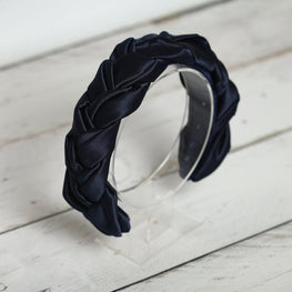 Braided headband Satin headband Navy blue headband Silk headband Satin headbands Navy blue wedding headband silk headband