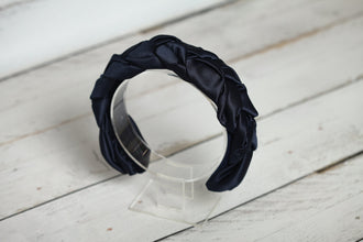 Braided headband Satin headband Navy blue headband Silk headband Satin headbands Navy blue wedding headband silk headband