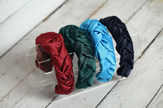 Braided headband Satin headband Navy blue headband Silk headband Satin headbands Navy blue wedding headband silk headband