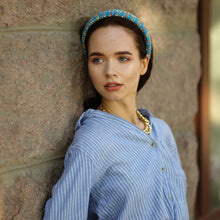 Winter headbands for women Wool headband Padded headband Hairband women Christmas headbands for women Rose/turquoise tweed headband