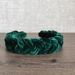 Grеen thin velvet braided headband  Chunky headband for women Plaited headband Braid hairband