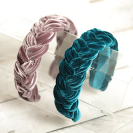 Lavender braided headband velvet Teal velvet braided headband Padded headband Women headband Dark turquoise