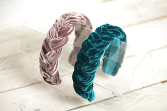 Lavender braided headband velvet Teal velvet braided headband Padded headband Women headband Dark turquoise