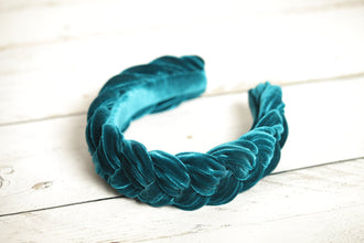 Lavender braided headband velvet Teal velvet braided headband Padded headband Women headband Dark turquoise