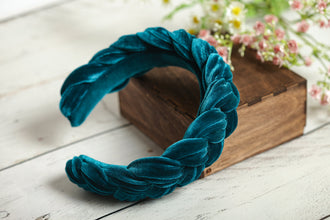 Lavender braided headband velvet Teal velvet braided headband Padded headband Women headband Dark turquoise