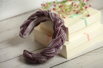Lavender braided headband velvet Teal velvet braided headband Padded headband Women headband Dark turquoise