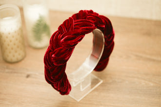Burgundy velvet braided headband Wine hairband Silk aliceband Padded headband Silk hair accessories for her Trendy hairband