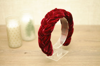 Burgundy velvet braided headband Wine hairband Silk aliceband Padded headband Silk hair accessories for her Trendy hairband