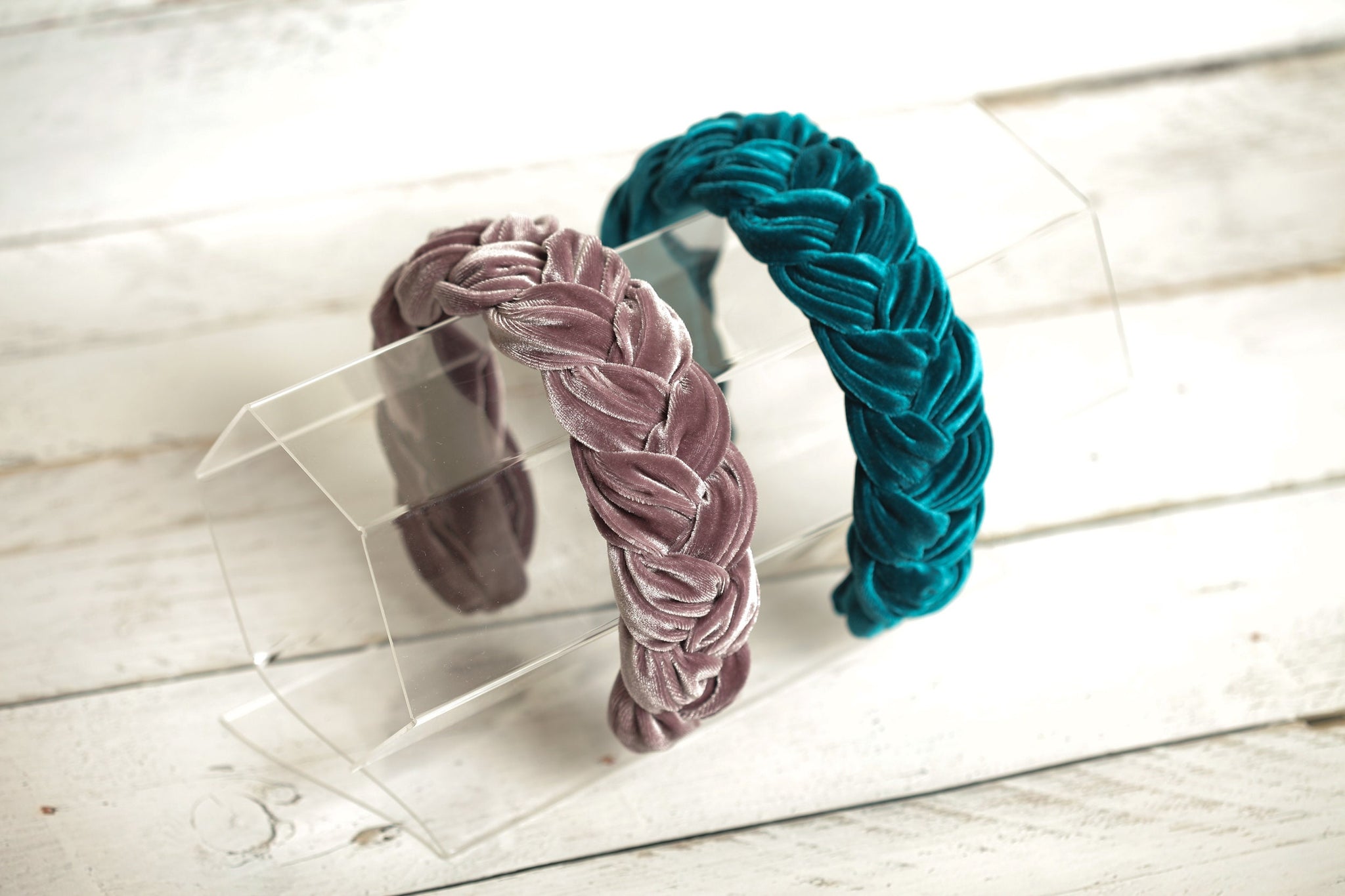Lavender braided headband velvet Teal velvet braided headband Padded headband Women headband Dark turquoise
