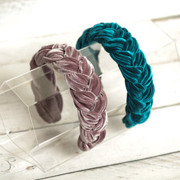 Lavender braided headband velvet Teal velvet braided headband Padded headband Women headband Dark turquoise