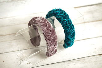 Lavender braided headband velvet Teal velvet braided headband Padded headband Women headband Dark turquoise