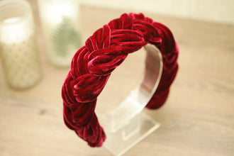 Burgundy velvet braided headband Wine hairband Silk aliceband Padded headband Silk hair accessories for her Trendy hairband