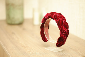 Burgundy velvet braided headband Wine hairband Silk aliceband Padded headband Silk hair accessories for her Trendy hairband