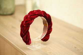 Burgundy velvet braided headband Wine hairband Silk aliceband Padded headband Silk hair accessories for her Trendy hairband