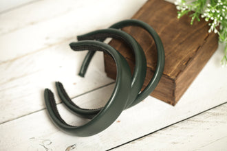 Green headpiece Leather headband Padded headband Women headband Thin leather headband 3 cm/2.5 cm/2 cm wide Classic headband