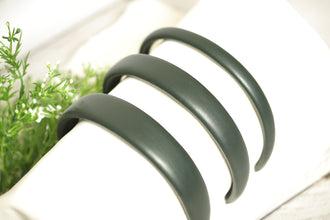 Green headpiece Leather headband Padded headband Women headband Thin leather headband 3 cm/2.5 cm/2 cm wide Classic headband