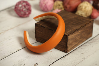 Burnt orange leather padded headband Rust leather padded headband Classic women rust headband 3 cm/2.5 cm/2 cm wide Alice headband