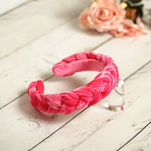 Thin braided headband Hot pink velvet headband Braided hairband Plaited headband Women hairband