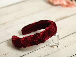 Braided headband Velvet headband Padded headband Burgundy bridesmaid gifts