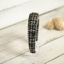 Tweed padded headband black with white Wool headband Classic winter headband Padded alice band Chenille headband 3cm/2,5cm/2 cm wide