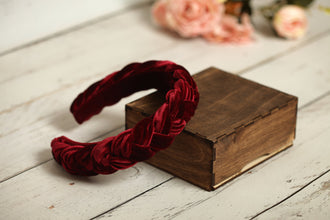Braided headband Velvet headband Padded headband Burgundy bridesmaid gifts
