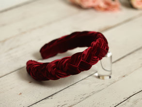 Braided headband Velvet headband Padded headband Burgundy bridesmaid gifts