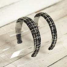 Tweed padded headband black with white Wool headband Classic winter headband Padded alice band Chenille headband 3cm/2,5cm/2 cm wide