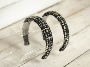 Tweed padded headband black with white Wool headband Classic winter headband Padded alice band Chenille headband 3cm/2,5cm/2 cm wide