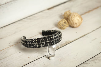 Tweed padded headband black with white Wool headband Classic winter headband Padded alice band Chenille headband 3cm/2,5cm/2 cm wide