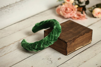 Green braided headband Green velvet headband Thin plaited hairband Women fashion headband summer headband