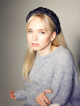 Braided headband Satin headband Navy blue headband Silk headband Satin headbands Navy blue wedding headband silk headband