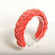 Coral braided headband Orange velvet braided hairband Plaited headband Fashion headband Women alice band
