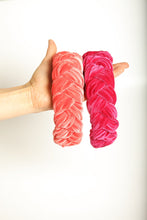 Braided headband Velvet headband Pink womens headband Gift for best friend female Plaited headbands for women