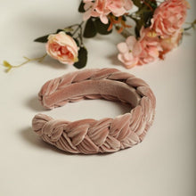 Nude pink braided headband Velvet headband Bridesmaid headband Pink womens headband Padded headband Velvet headband women