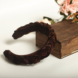 Brown braided headband Velvet headband Plaited headbands for women Padded headband Skinny headband Brown headband brown velvet