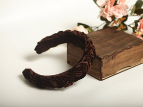 Brown braided headband Velvet headband Plaited headbands for women Padded headband Skinny headband Brown headband brown velvet