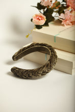 Thin khaki braided headband Velvet plaited hairband Women headband Khaki headpiece Green ladies alice band Chunky headband