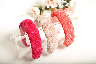 Coral braided headband Orange velvet braided hairband Plaited headband Fashion headband Women alice band