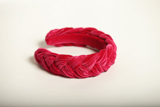 Braided headband Velvet headband Pink womens headband Gift for best friend female Plaited headbands for women