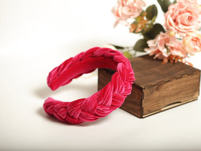 Braided headband Velvet headband Pink womens headband Gift for best friend female Plaited headbands for women