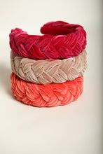 Nude pink braided headband Velvet headband Bridesmaid headband Pink womens headband Padded headband Velvet headband women