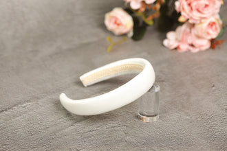 White satin padded headband Bridal satin hair band Bridesmaid headband White alice band