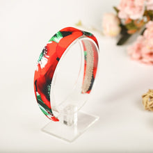 Red satin floral headband Red poppies headband Narrow satin hair band Flower headband women Satin lined headband