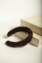 Brown braided headband Velvet headband Plaited headbands for women Padded headband Skinny headband Brown headband brown velvet