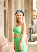 Turquoise velvet braid headband Braided velvet headband Matador headband Turquoise padded headband Women headbands  colorful headband