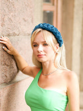 Turquoise velvet braid headband Braided velvet headband Matador headband Turquoise padded headband Women headbands  colorful headband