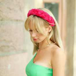 Braided headband Velvet headband Pink womens headband Gift for best friend female Plaited headbands for women