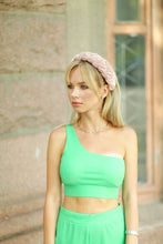 Nude pink braided headband Velvet headband Bridesmaid headband Pink womens headband Padded headband Velvet headband women