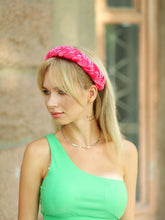 Thin braided headband Hot pink velvet headband Braided hairband Plaited headband Women hairband