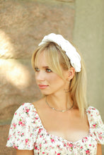 Ivory bridal satin braided headband Cream padded headband Wedding satin hairband  silk headband